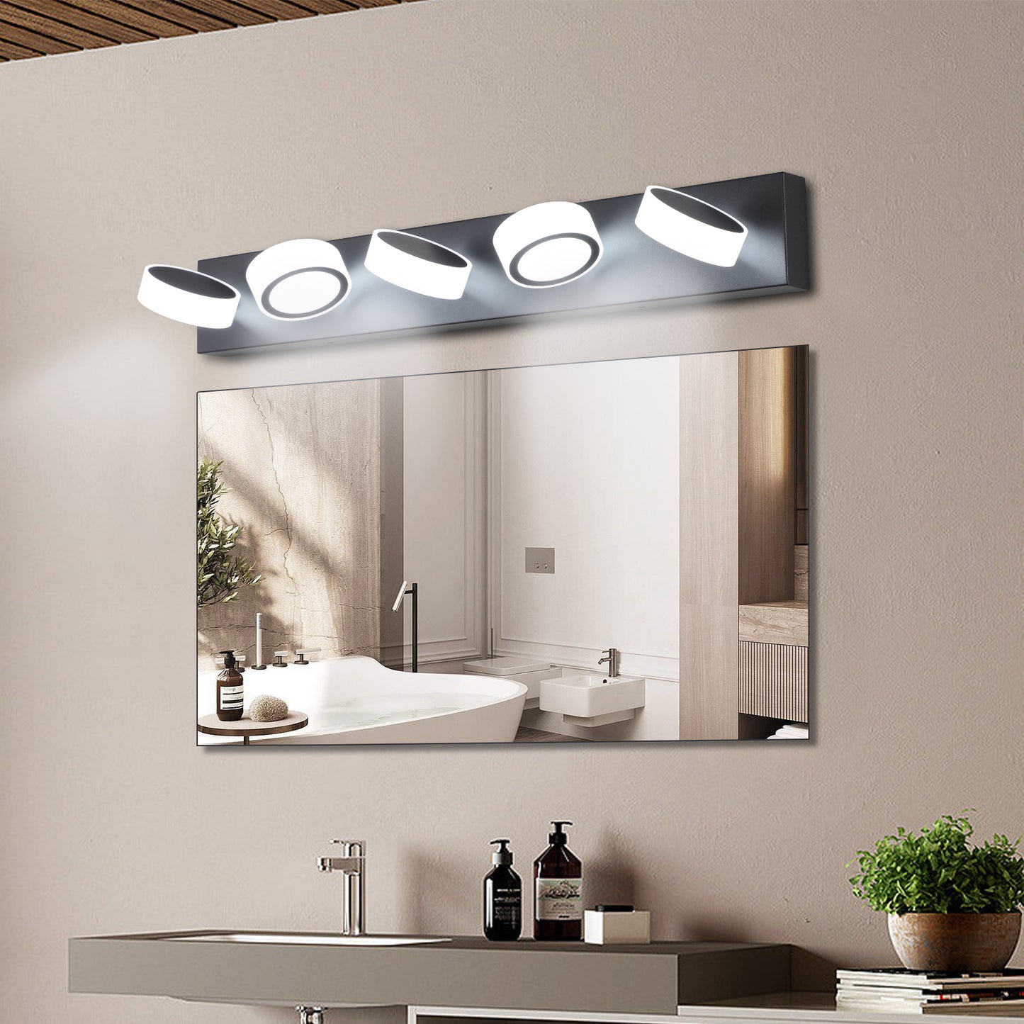 37" 5-Light Black LED Vanity Wall Light - view 5