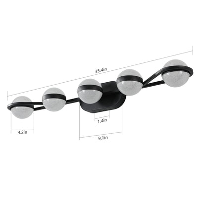 5-Light Black Vanity Light with Frosted Glass Shades - view 8