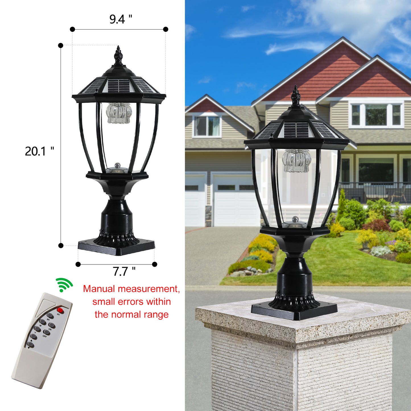 20"H Black Solar LED Outdoor Lantern Light - view 6