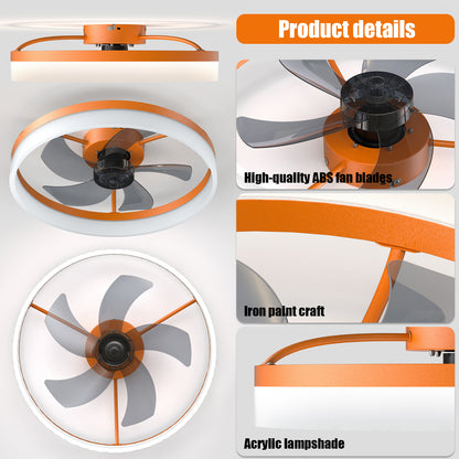 White & Orange Low Profile Ceiling Fan with Dimmable LED - view 7