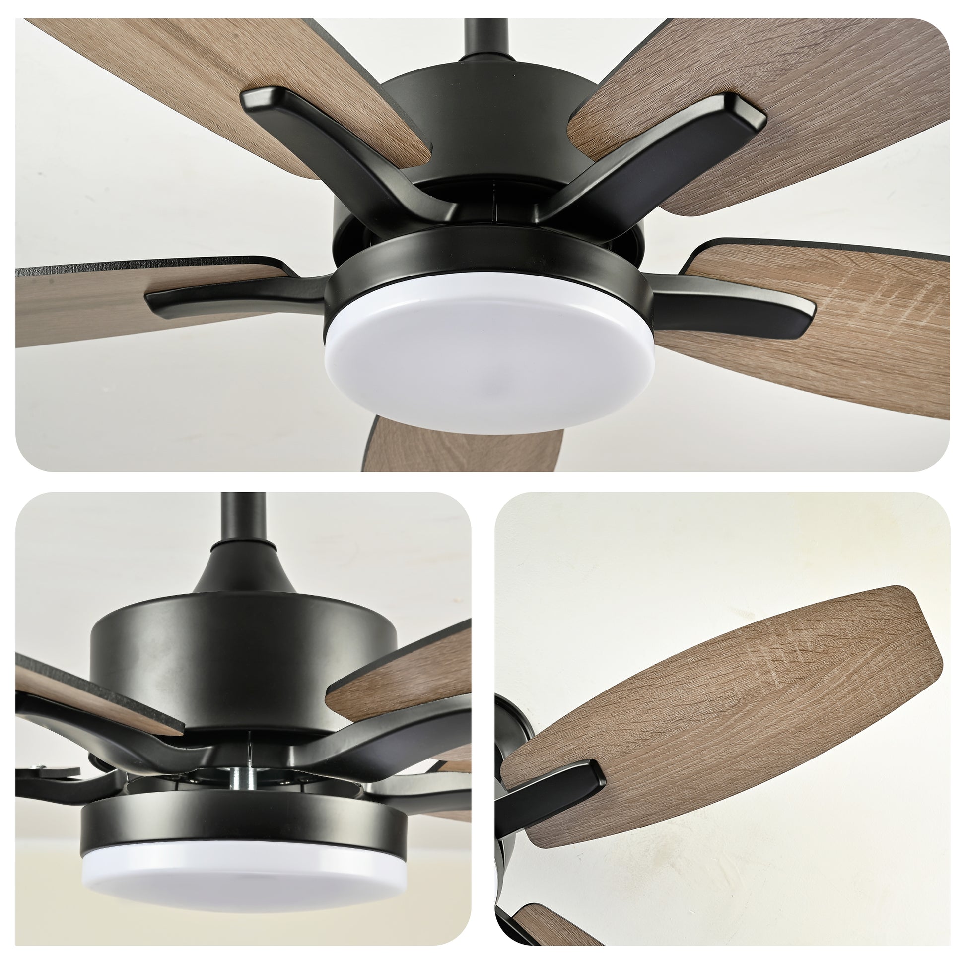 42" Matte Black Plywood Blade Ceiling Fan with Remote - view 15