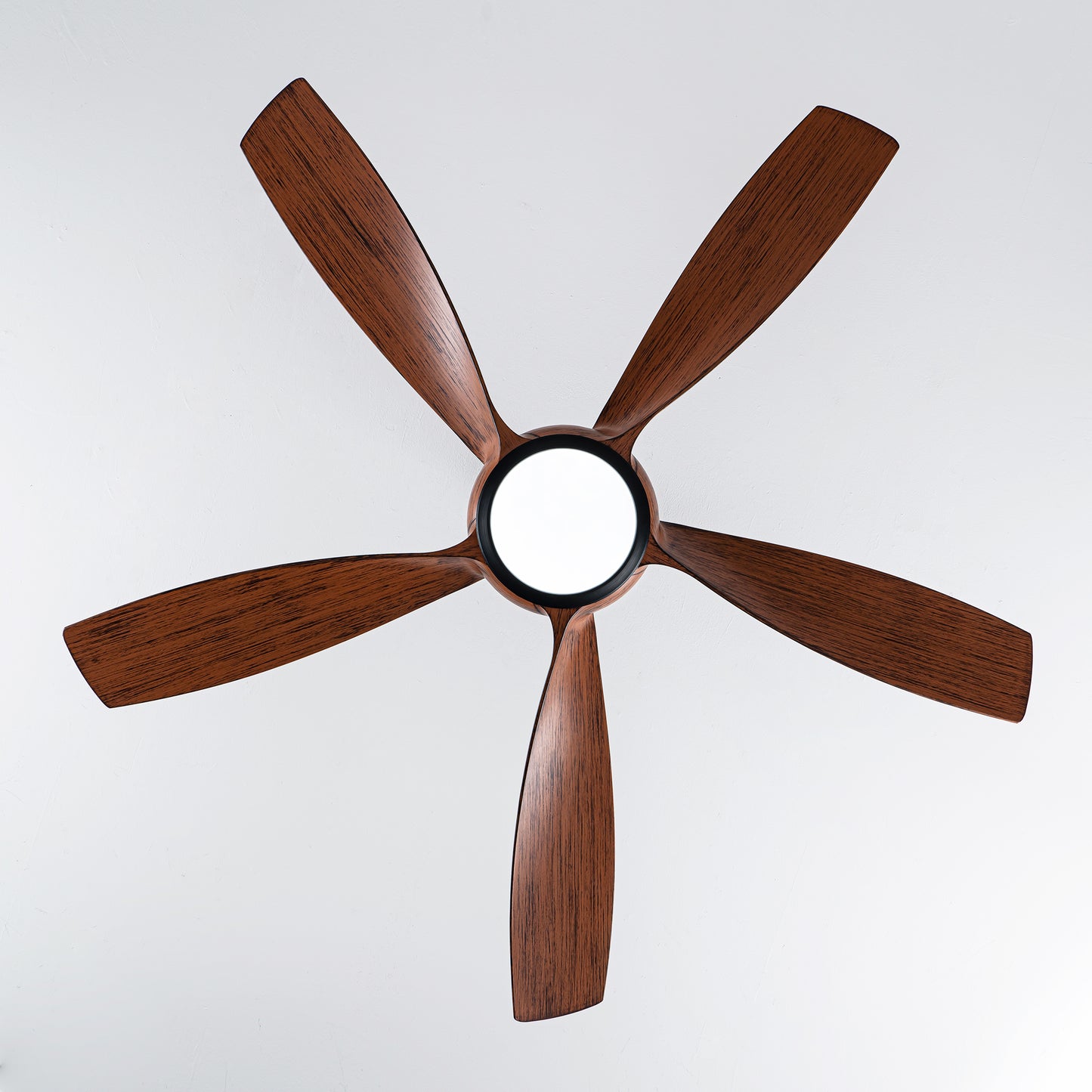 56" 5-Blade Matte Black & Wood Ceiling Fan with Remote - view 22