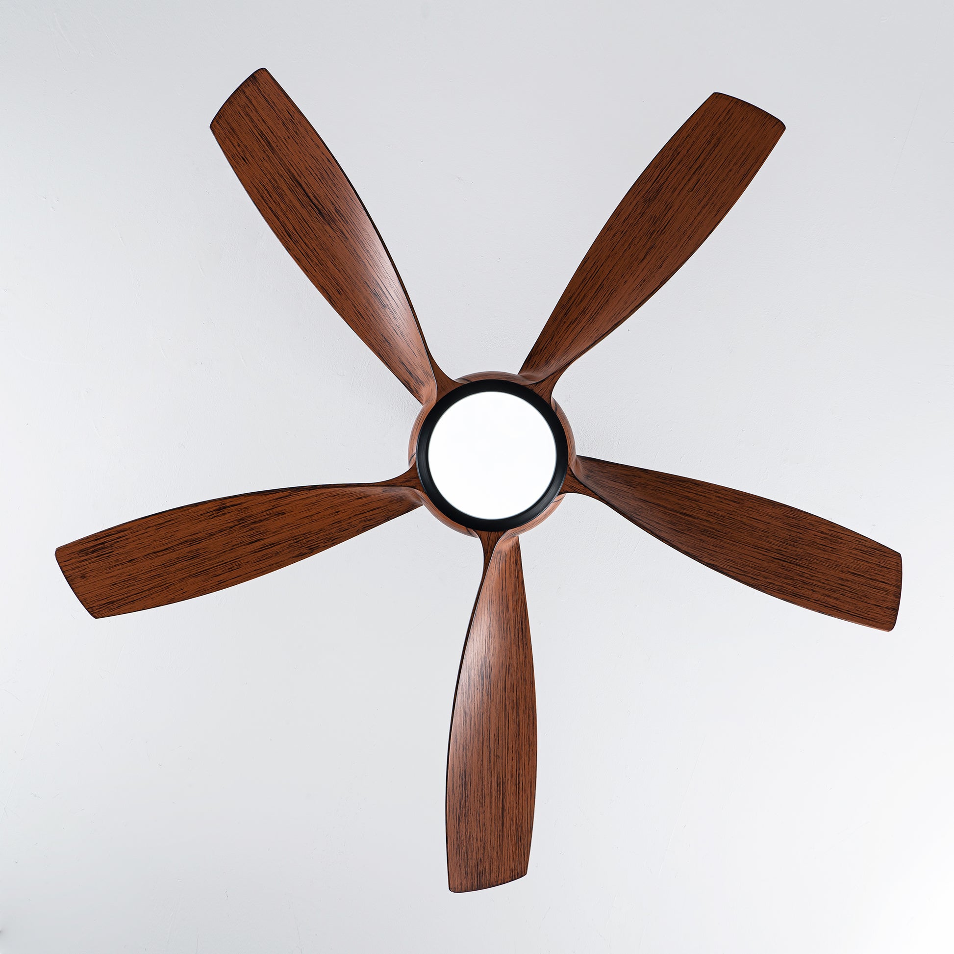 56" 5-Blade Matte Black & Wood Ceiling Fan with Remote - view 22