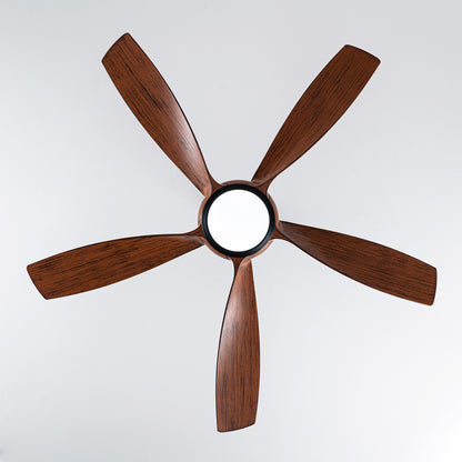 56" 5-Blade Matte Black & Wood Ceiling Fan with Remote - view 22