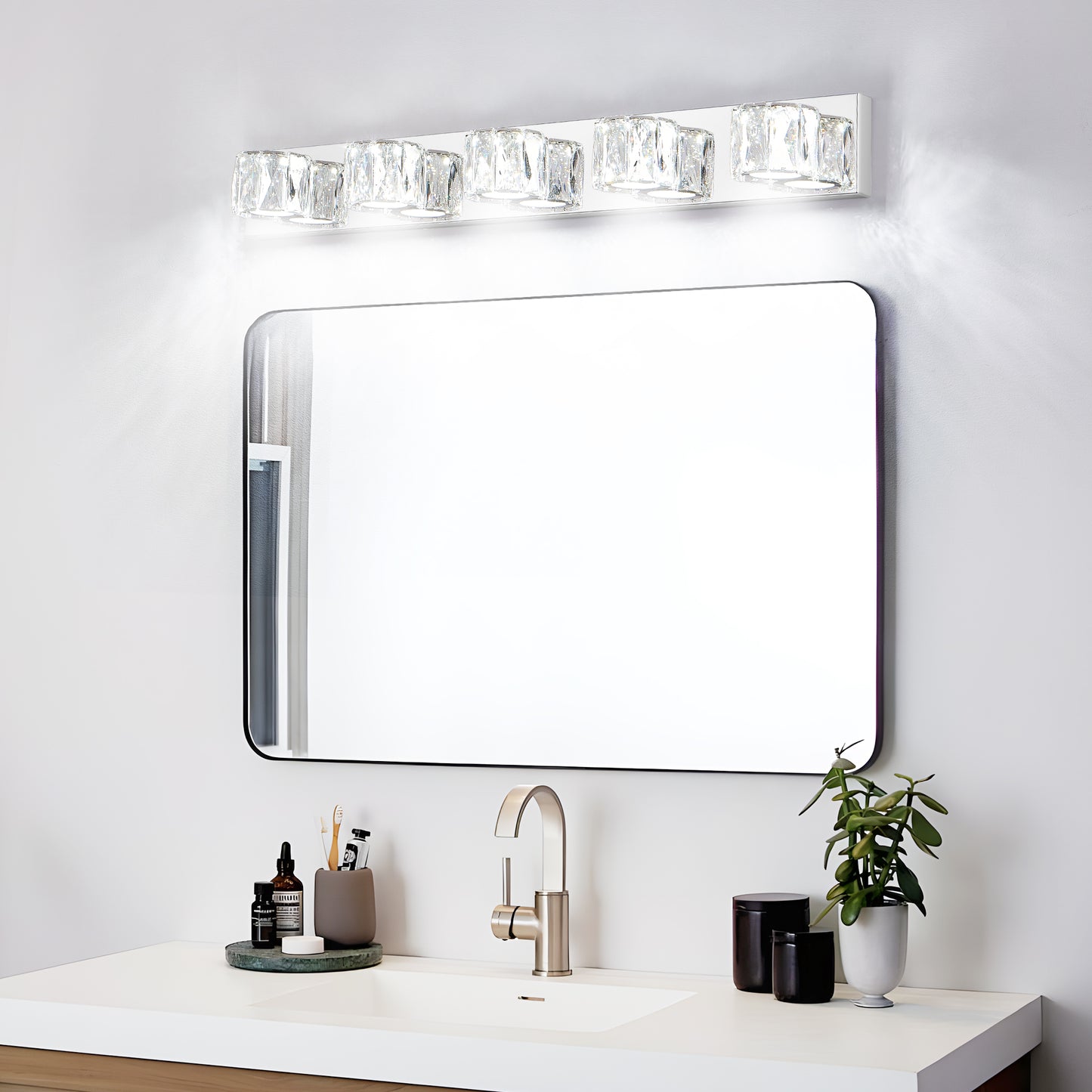 35" 5-Light Chrome Crystal LED Vanity Light - view 3