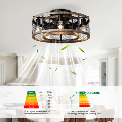 20" Matte Black Caged Ceiling Fan with Remote - view 11