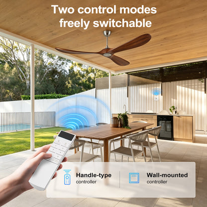 88" Nickel Solid Wood Ceiling Fan with Remote - view 10