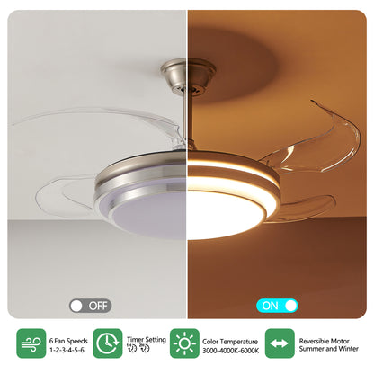 42" Chrome 3-Tier Retractable Ceiling Fan with Remote - view 9