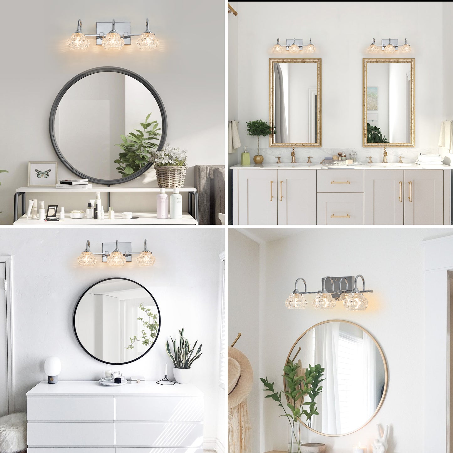 17" 3-Light Nickel Vintage Crystal Vanity Light - view 5