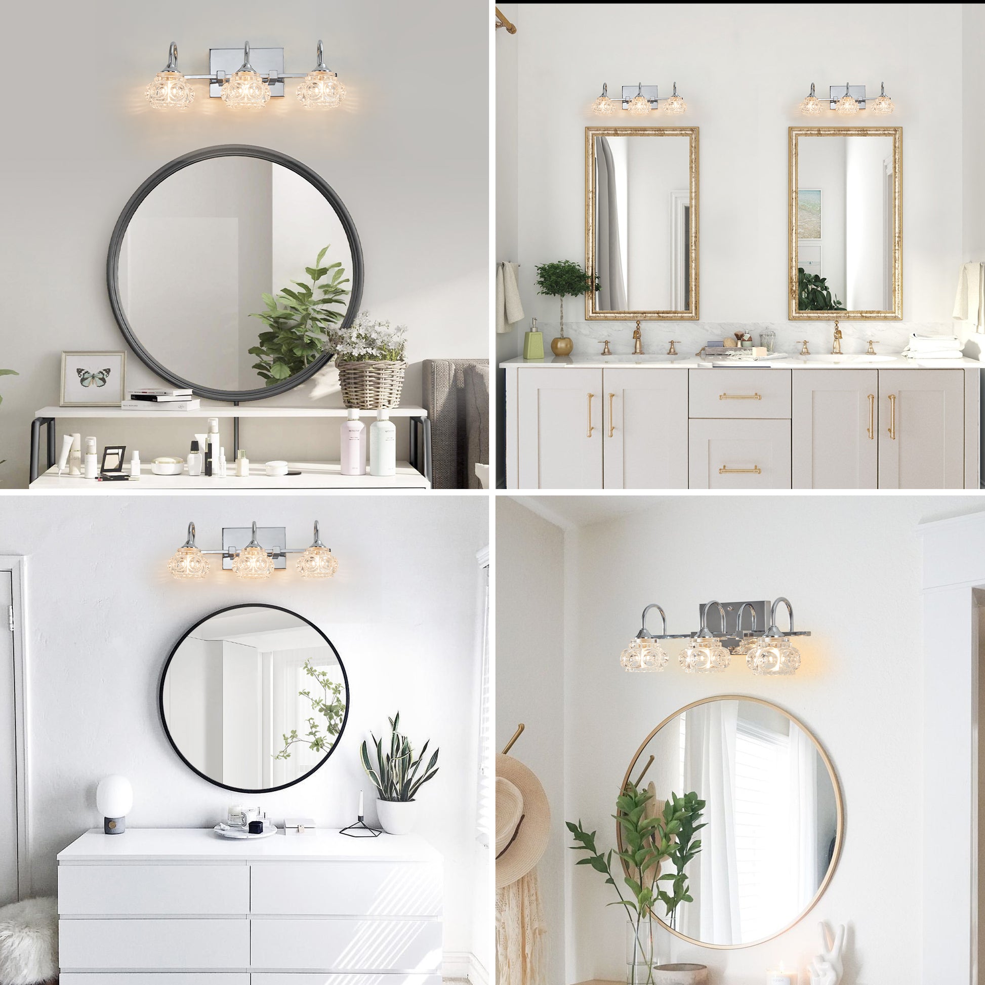 17" 3-Light Nickel Vintage Crystal Vanity Light - view 5