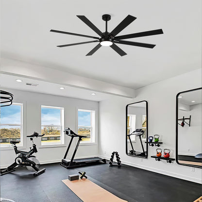 72" Matte Black 8-Blade Ceiling Fan with Dimmable LED - view 12