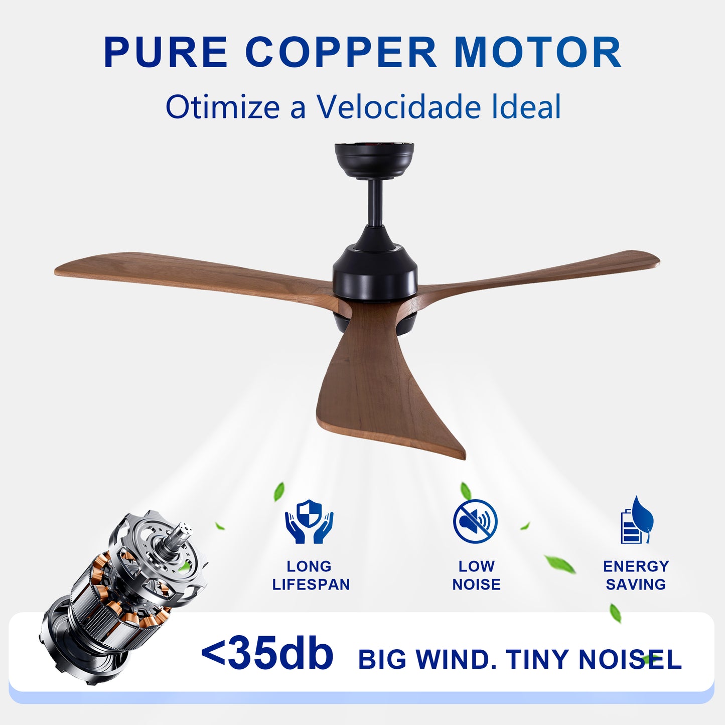 62" Matte Black 3-Blade Solid Wood Ceiling Fan with Remote - view 11