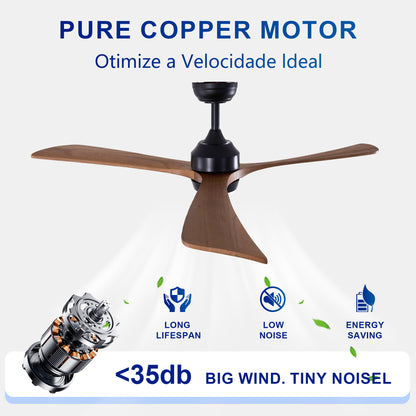 62" Matte Black 3-Blade Solid Wood Ceiling Fan with Remote - view 11