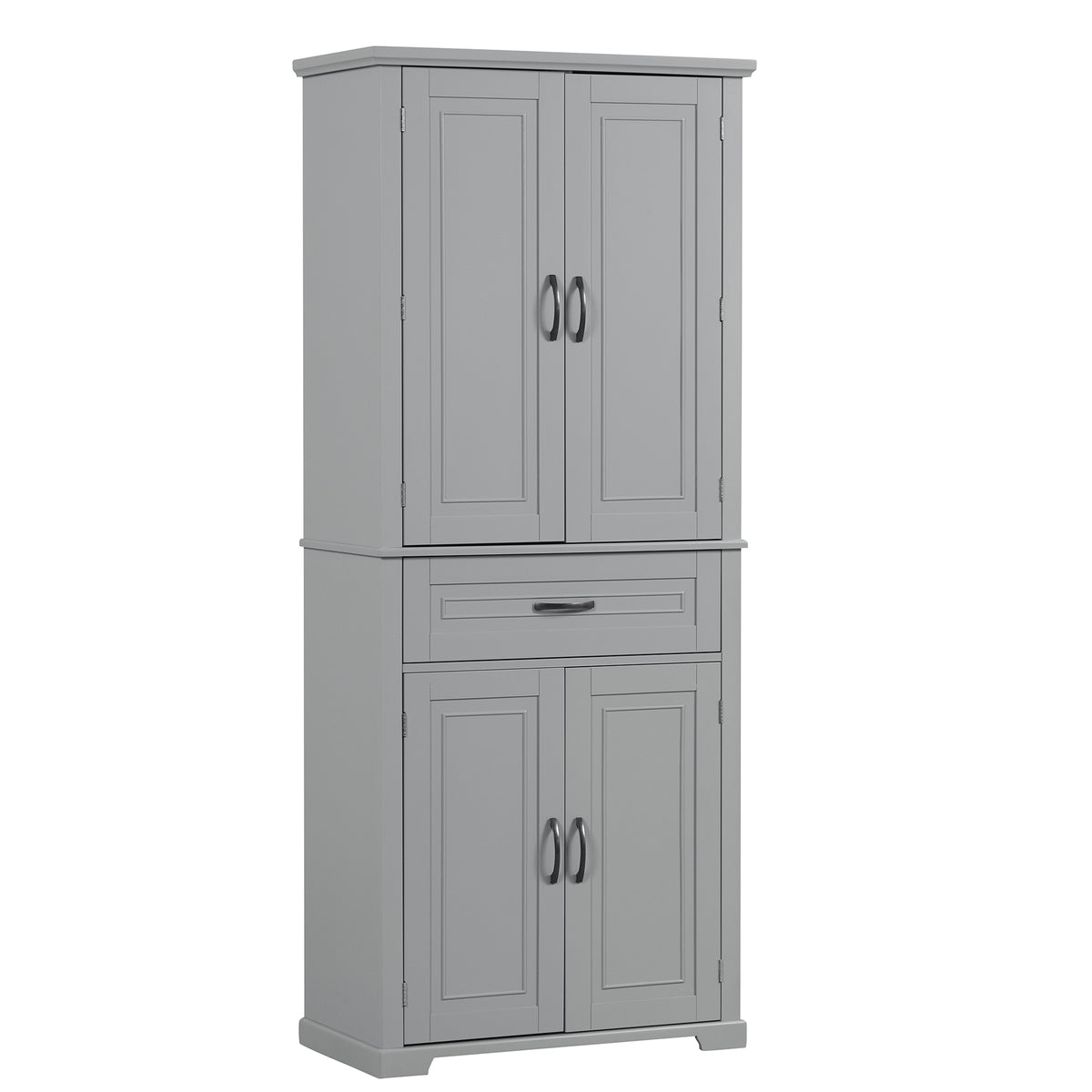 72" Gray Tall Bathroom Cabinet with 4 Doors and Drawer