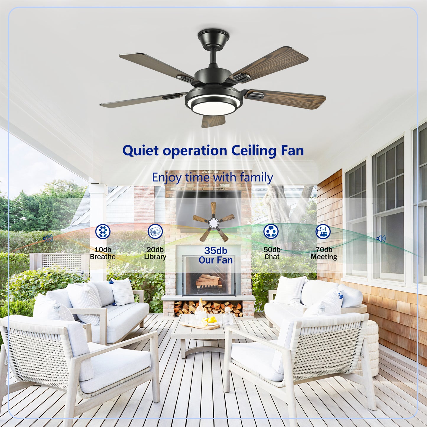 42" Matte Black Ceiling Fan with Dimmable LED Light - view 13