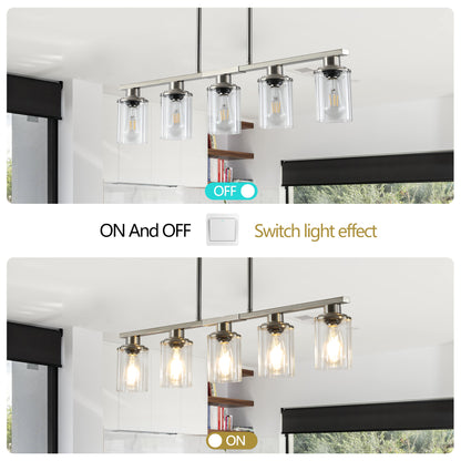 37" Brushed Nickel 5-Light Chandelier with Glass Shades - view 4
