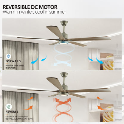 60" Olive Green Wood Ceiling Fan with Remote - view 5