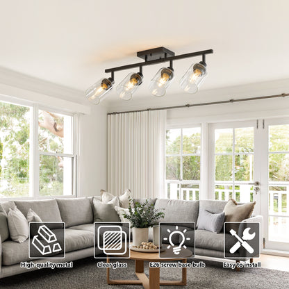 4-Light Black Track Light with Clear Glass Shades - view 5
