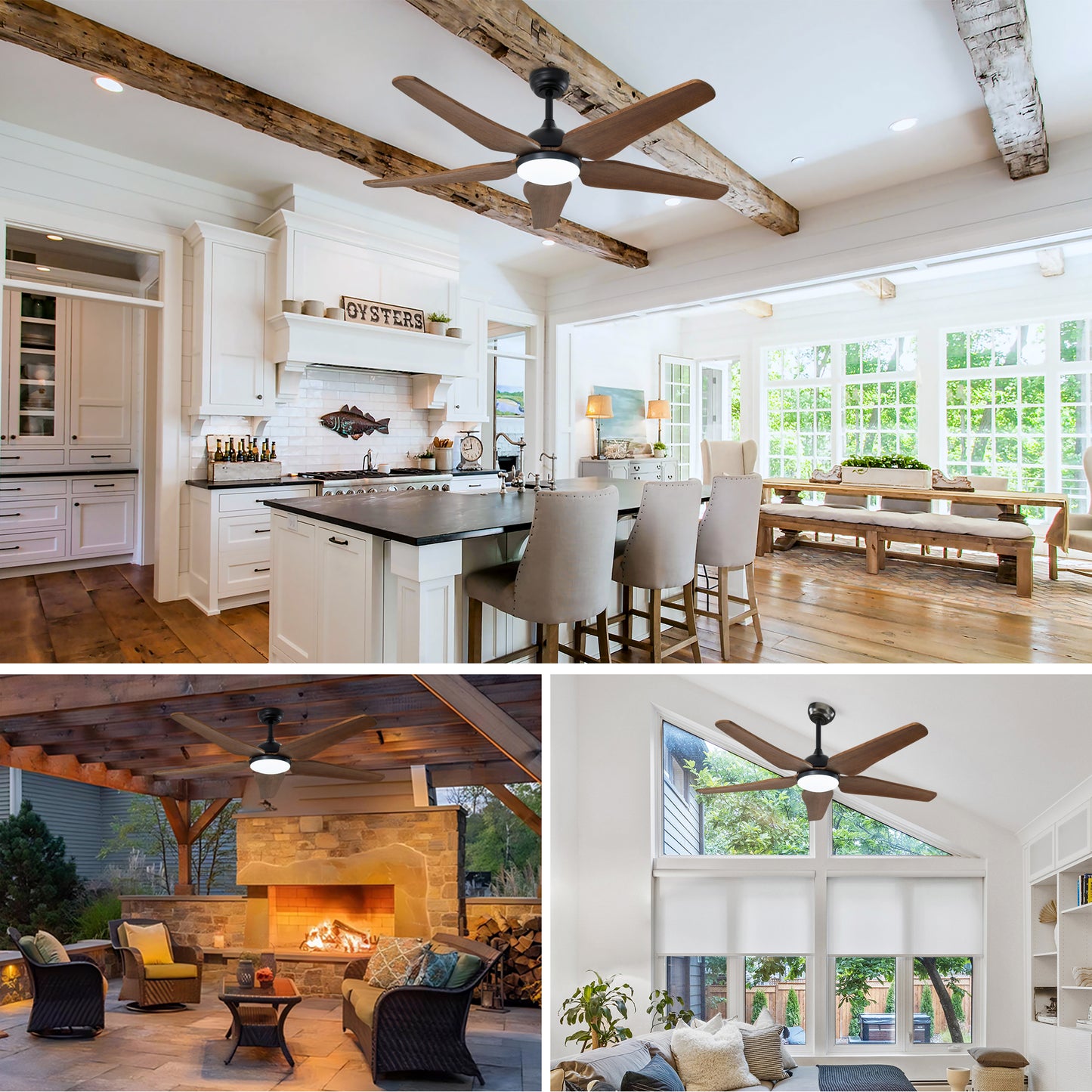52" Black Brown Reversible Ceiling Fan with Light - view 6