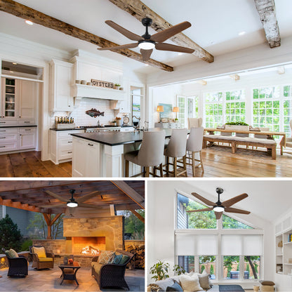 52" Black Brown Reversible Ceiling Fan with Light - view 6