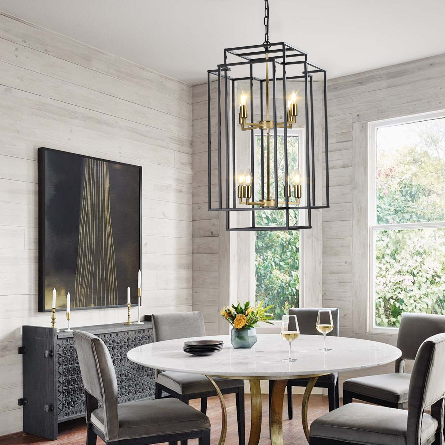 18" 8-Light Black & Gold Geometric Chandelier - view 6