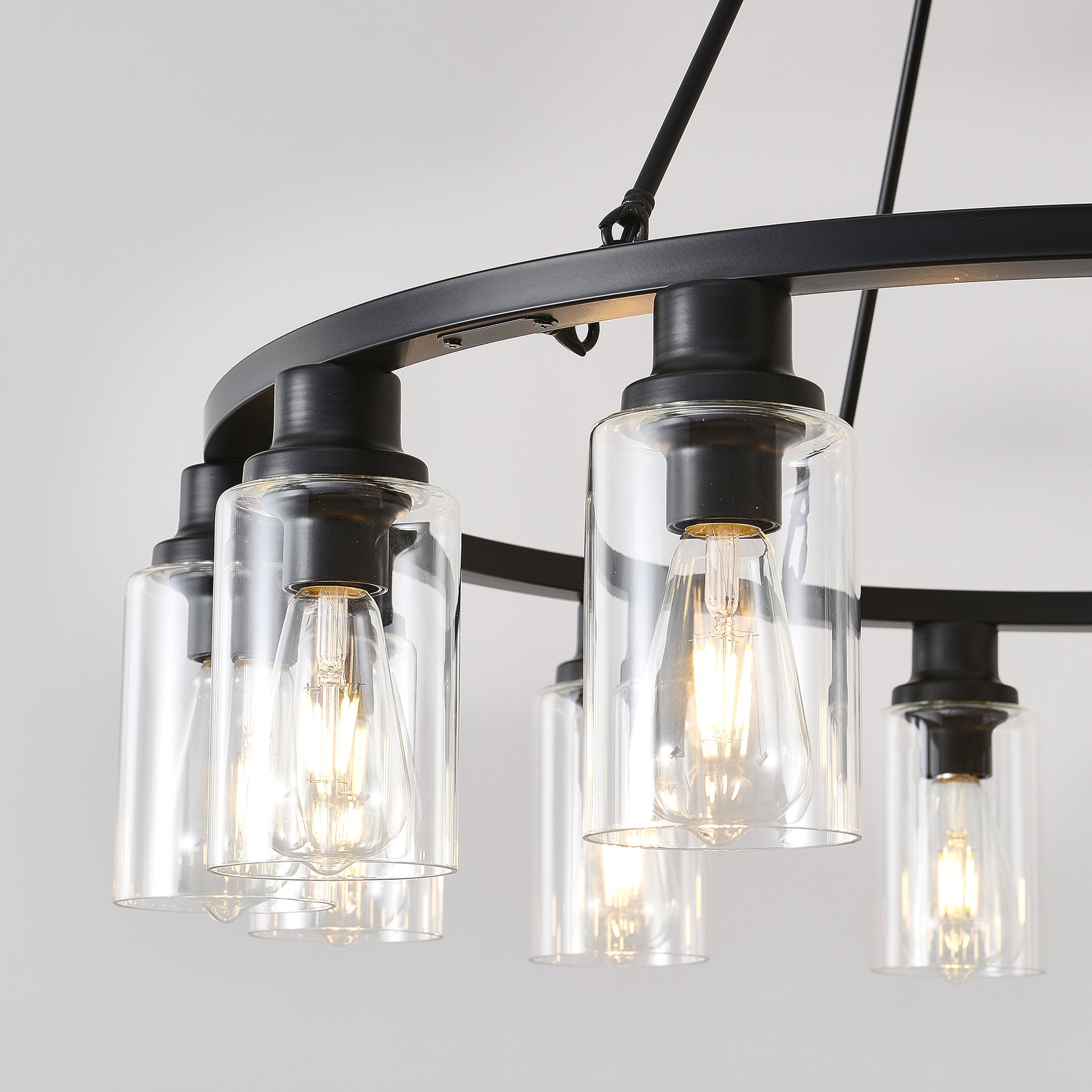 6-Light Matte Black Wagon Wheel Chandelier - view 13