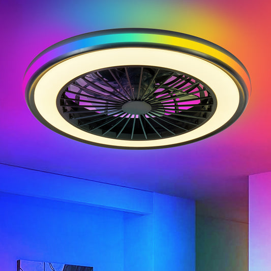 20" Black Ceiling Fan with RGB LED Light