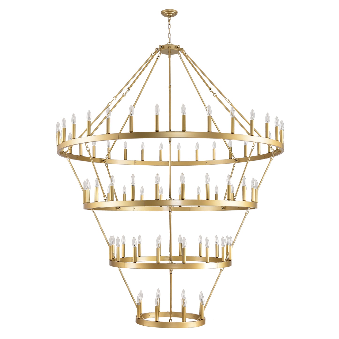 69.3" 4-Tier Gold Wagon Wheel Chandelier, 80-Light - view 13
