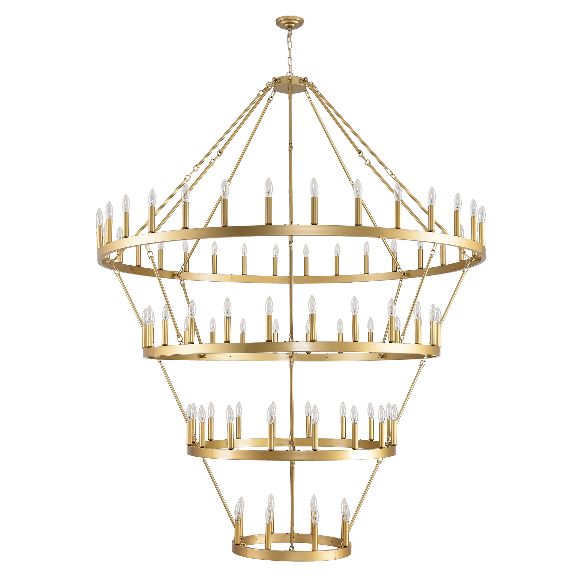 69.3" 4-Tier Gold Wagon Wheel Chandelier, 80-Light - view 13
