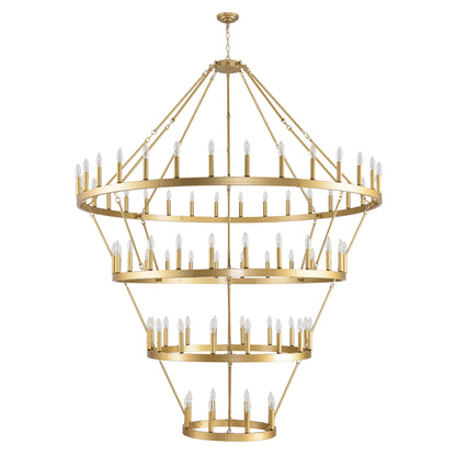 69.3" 4-Tier Gold Wagon Wheel Chandelier, 80-Light - view 13