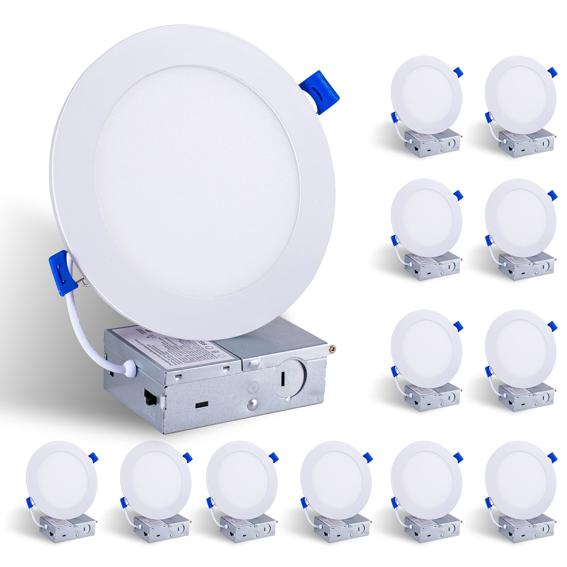 6" White LED Recessed Ceiling Light, 12-Pack