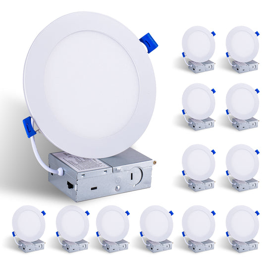 6" White LED Recessed Ceiling Light, 12-Pack