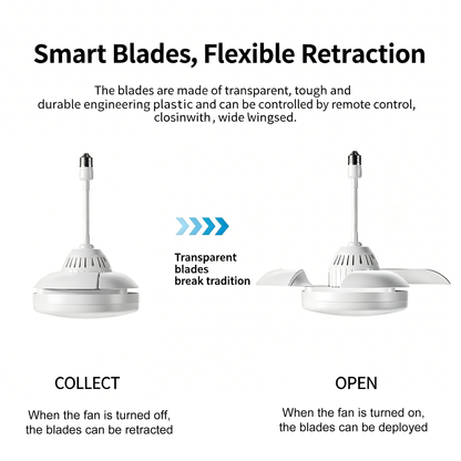 White Retractable Blade Ceiling Fan with Remote - view 3