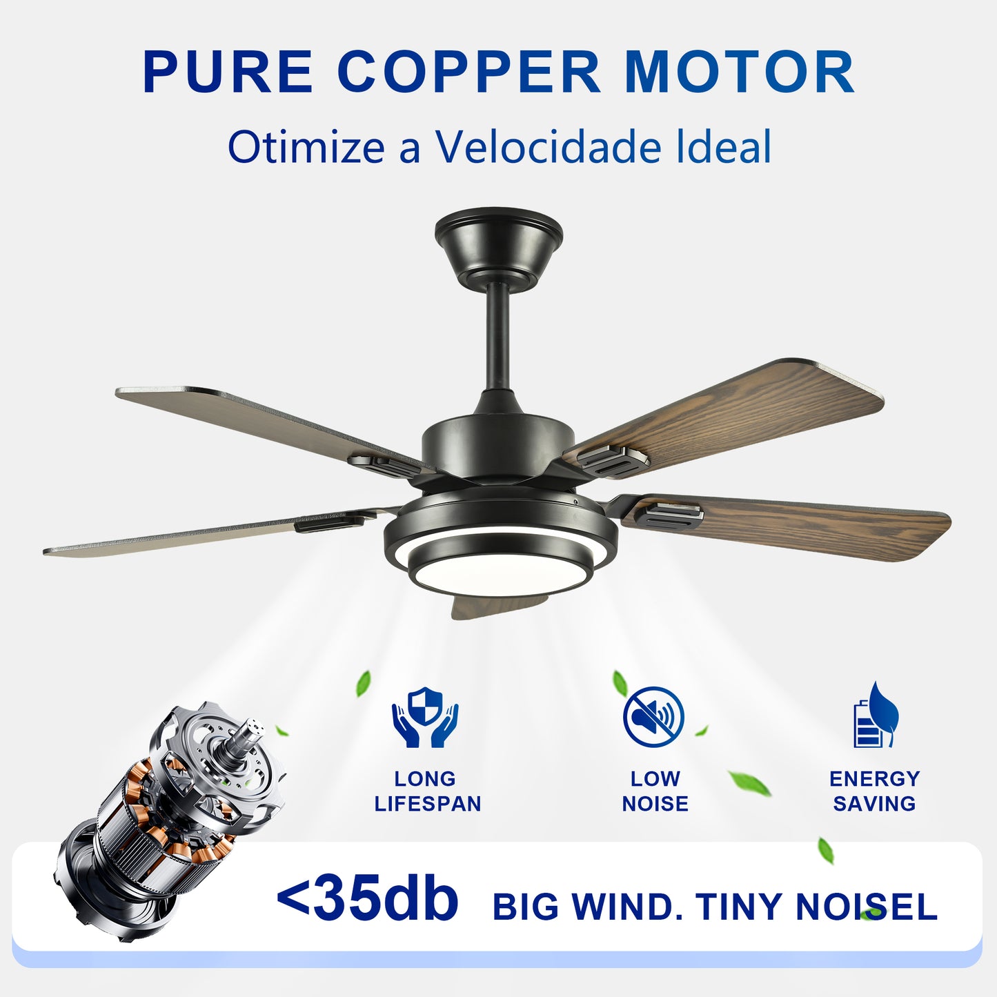 42" Matte Black Ceiling Fan with Dimmable LED Light - view 10