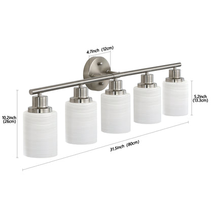 31" 5-Light Brushed Nickel Vanity Light with Frosted Glass - view 8