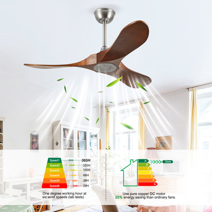 42" Satin Nickel Solid Wood Ceiling Fan with Remote - view 14