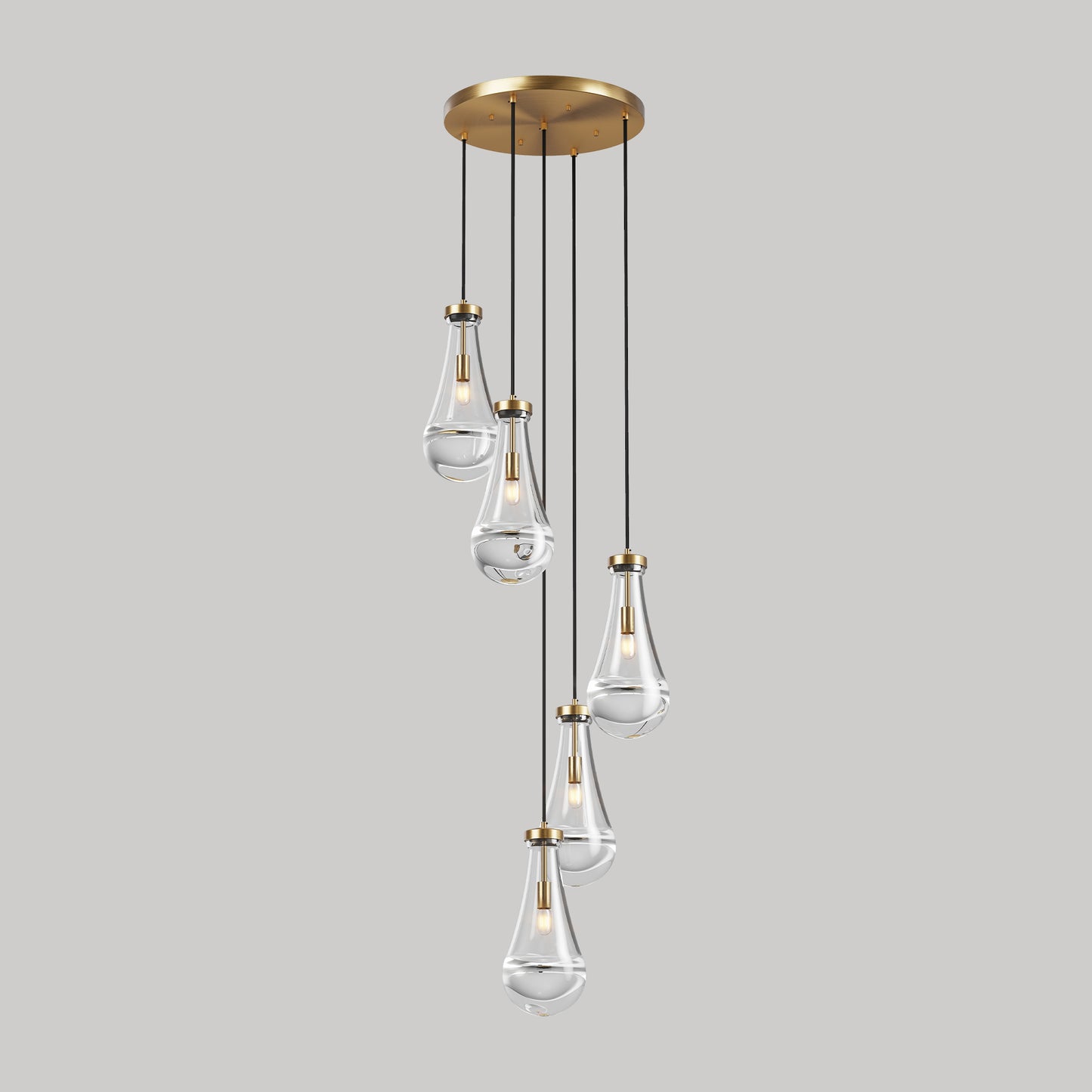 5-Light Brass Cluster Pendant Chandelier - view 11