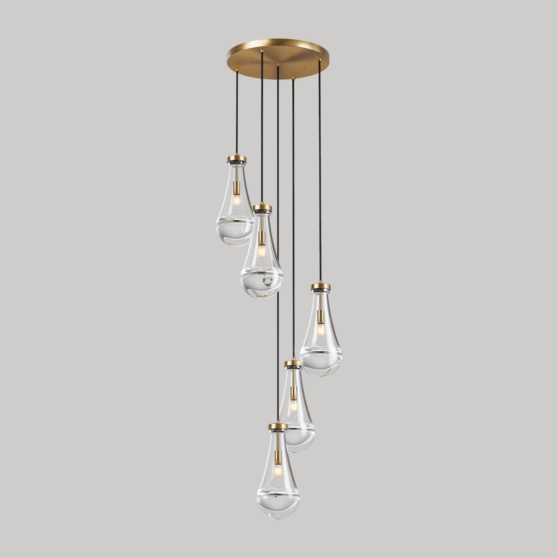 5-Light Brass Cluster Pendant Chandelier - view 11