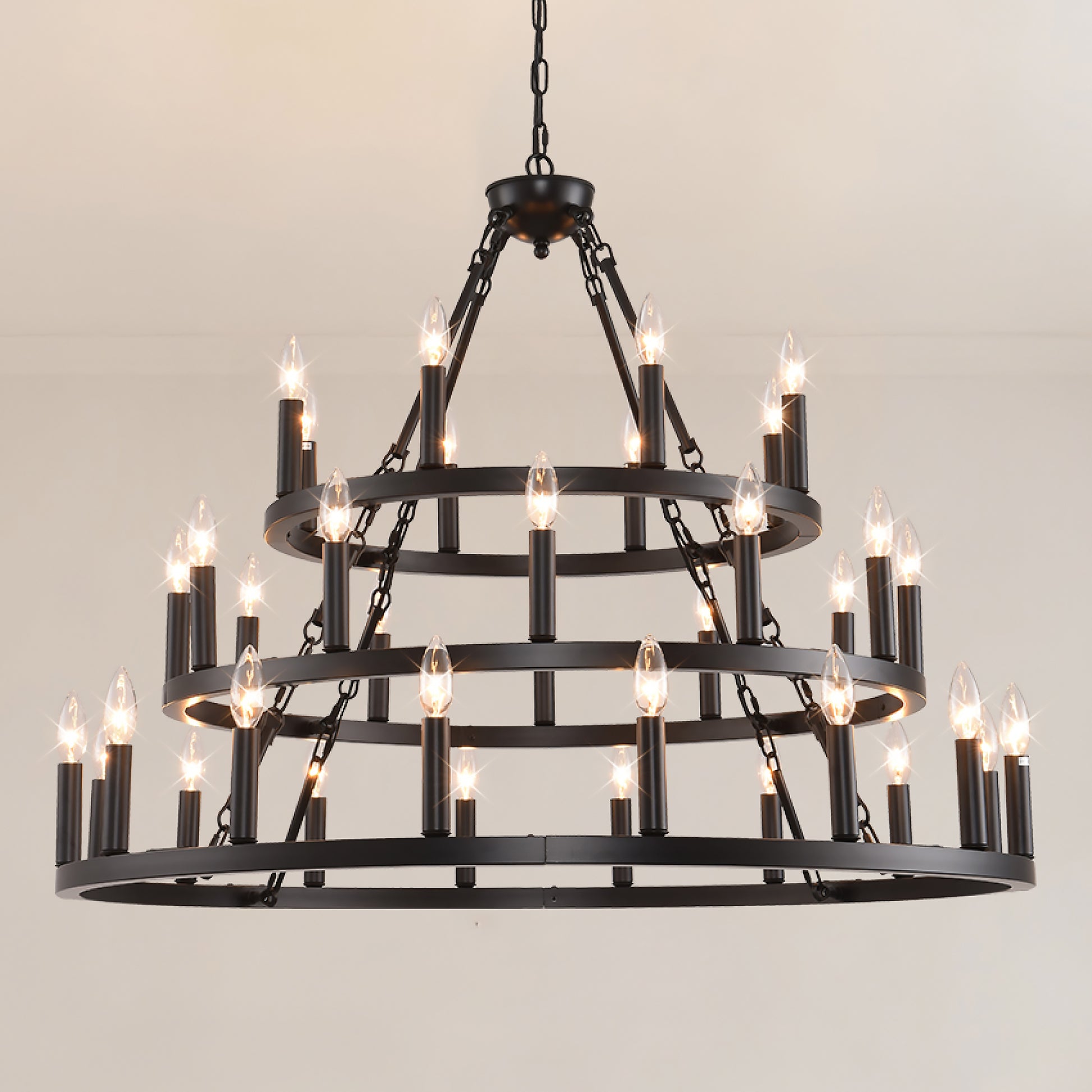 39" 3-Tier Wagon Wheel Farmhouse Chandelier, 36-Light - view 15