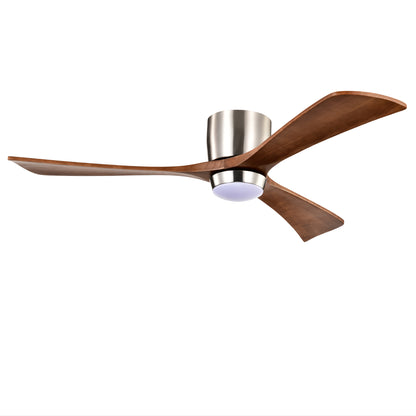 52" Nickel Flush Mount Wood Ceiling Fan with Remote - view 19