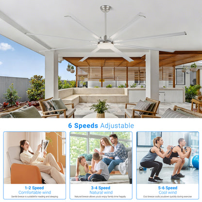 96" Silver Industrial Ceiling Fan with Light & Remote - view 11