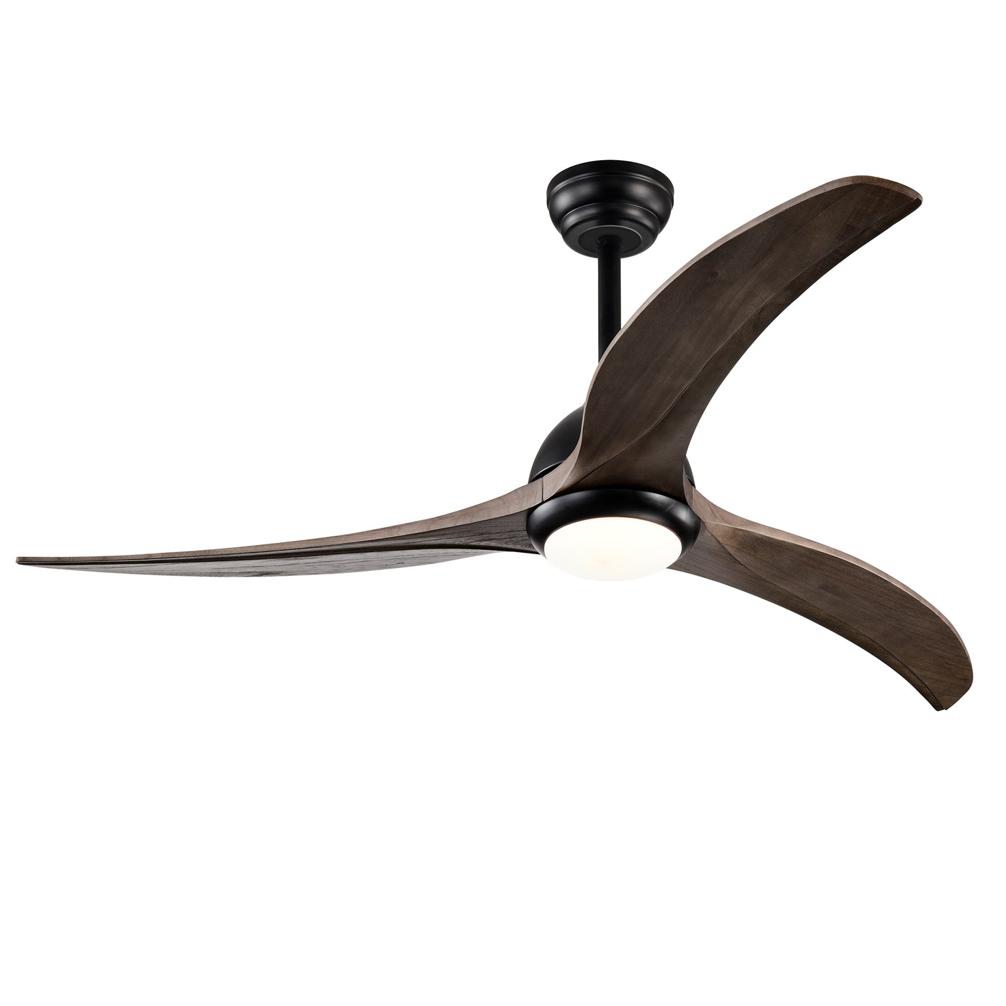 52" Matte Black Solid Wood Ceiling Fan with Remote