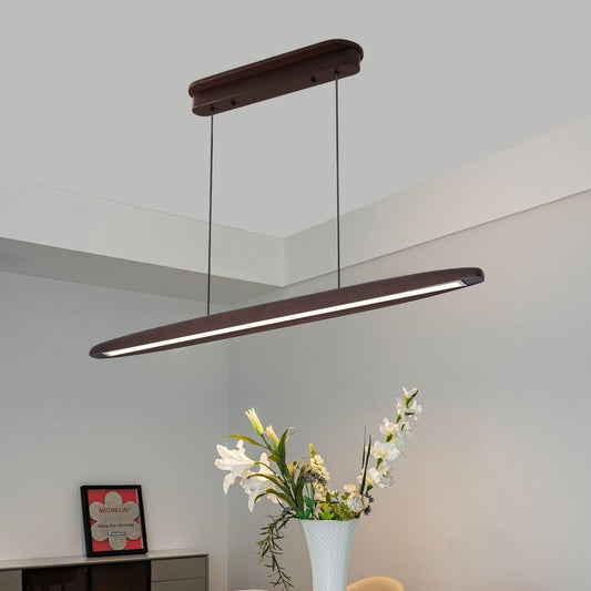 51" Walnut Wood Pendant Light with Remote