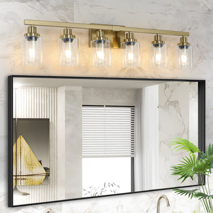 37" 6-Light Gold Vanity Light with Clear Glass