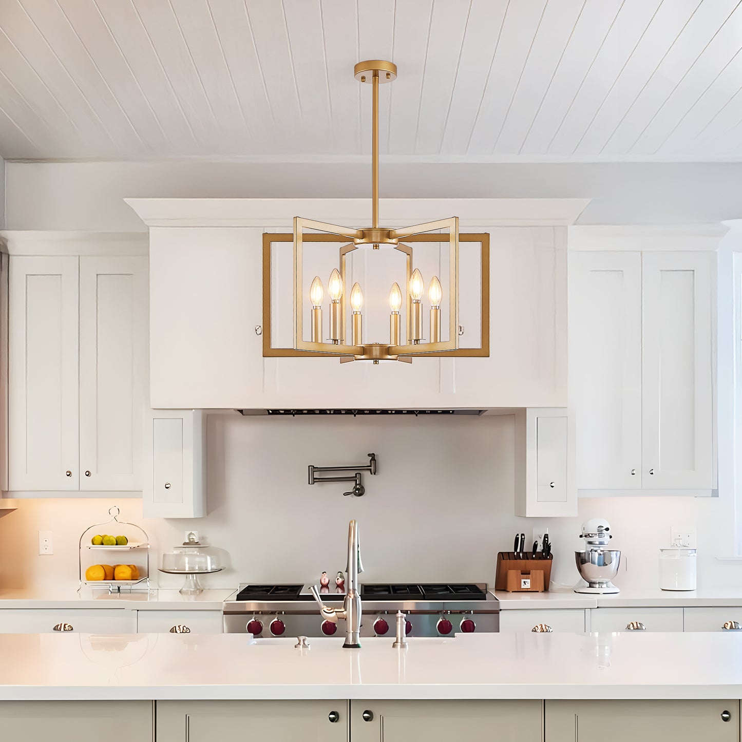 22" 6-Light Gold Geometric Chandelier - view 3