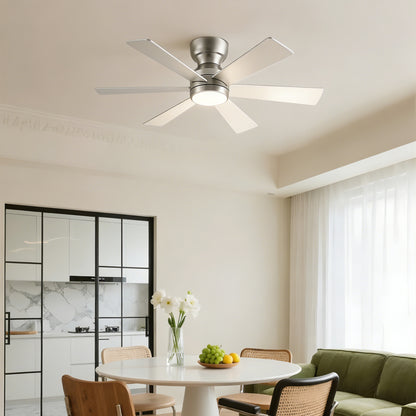 46" Silver Flush Mount Ceiling Fan with Light and Remote - view 3