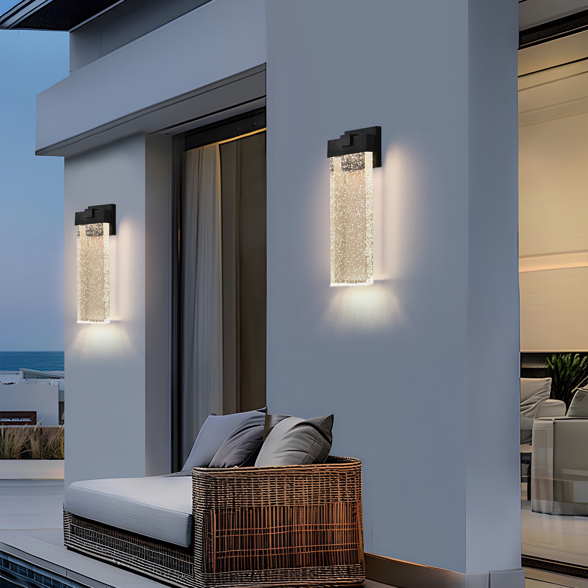 Black Bubble Crystal LED Outdoor Wall Light, 18"H - view 3