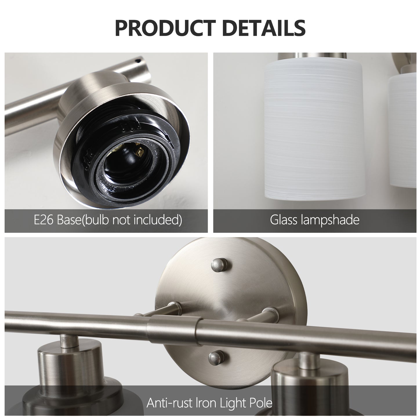 52" 8-Light Brushed Nickel Vanity Light with Frosted Glass - view 6