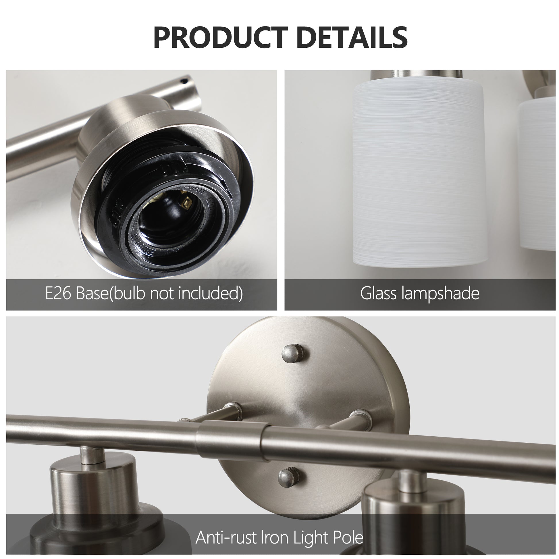 52" 8-Light Brushed Nickel Vanity Light with Frosted Glass - view 6