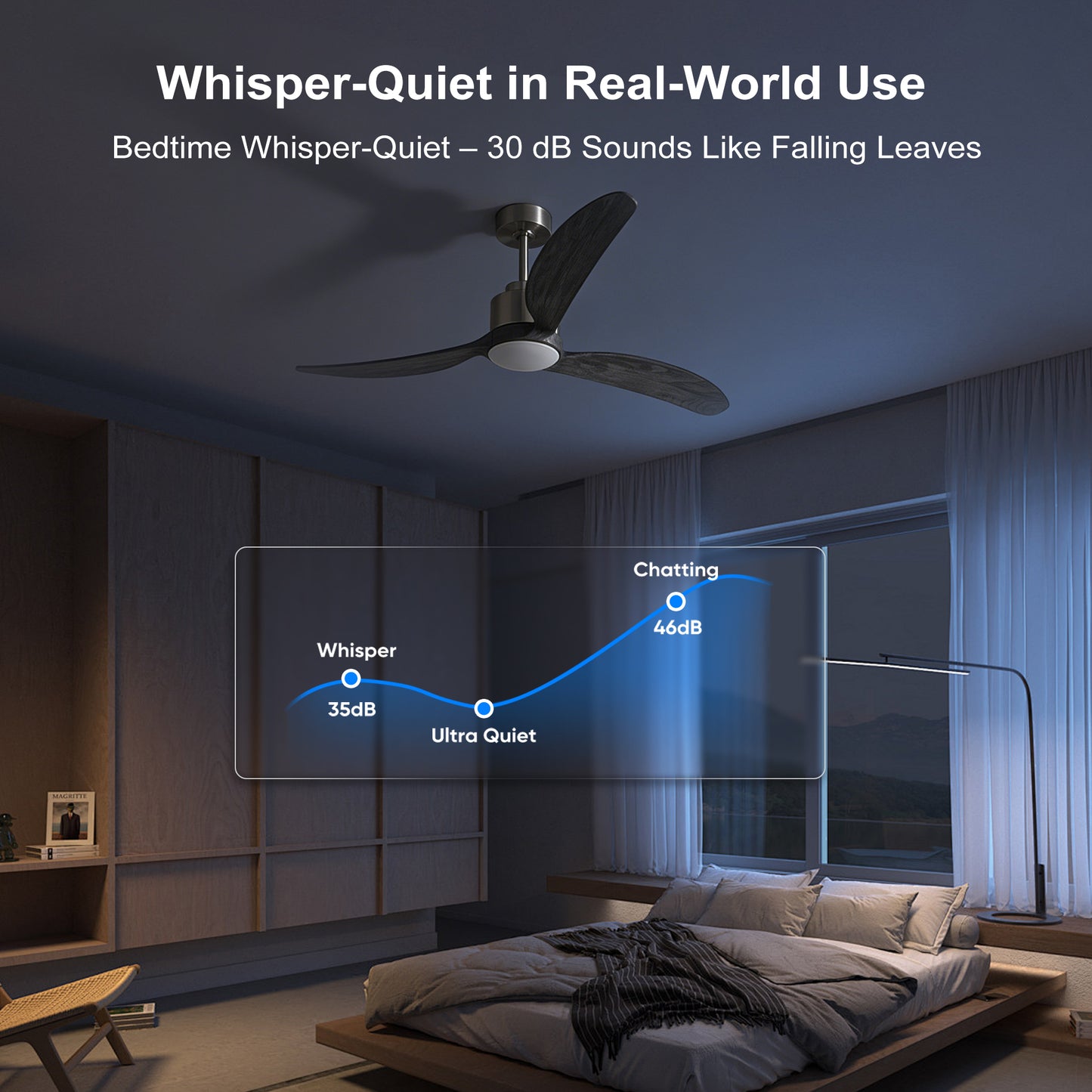 52" Nickel & Wood Ceiling Fan with Remote - view 11